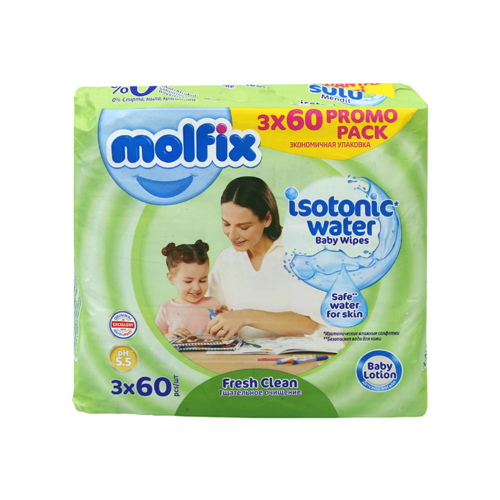 MOLFIX ISOTONIC WATER  FRESH CLEAN WIPES 3 X 60 PCS BUNDLE P