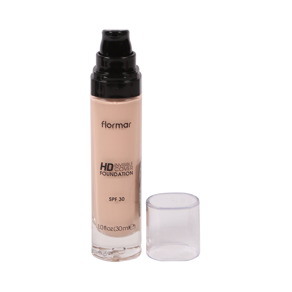 FLORMAR INVISIBLE COVER HD FOUNDATION  PORCELAIN 20 PC