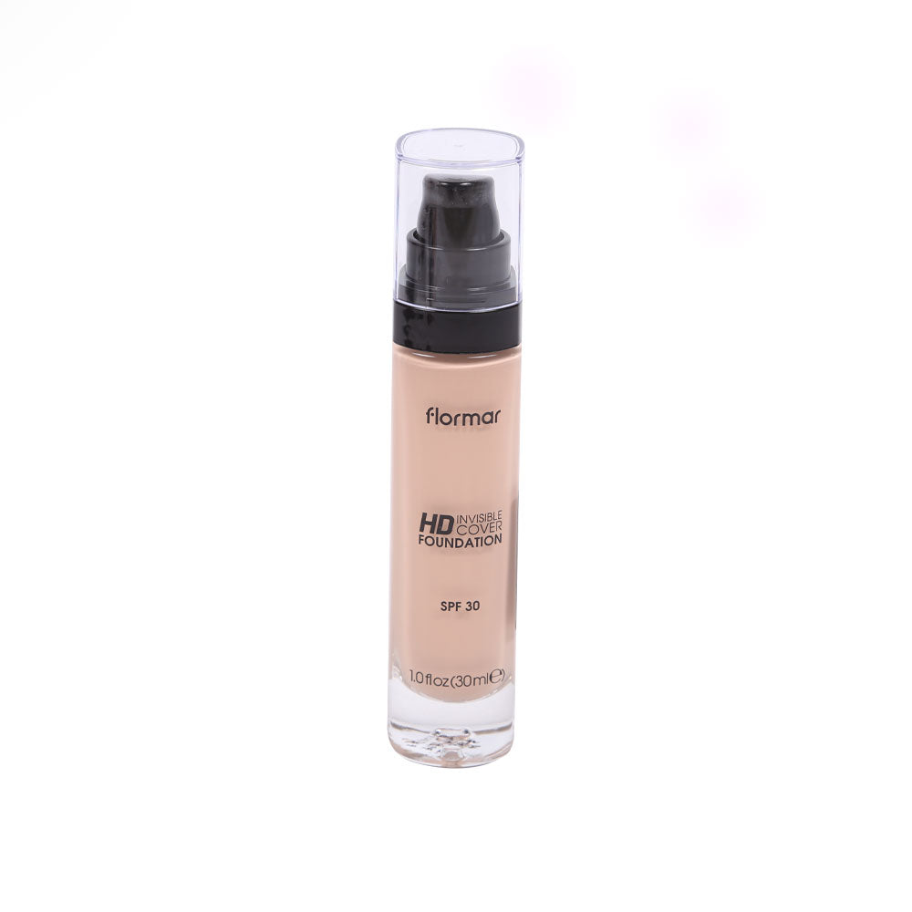 FLORMAR INVISIBLE COVER HD FOUNDATION LIGHT IVORY 40 PC