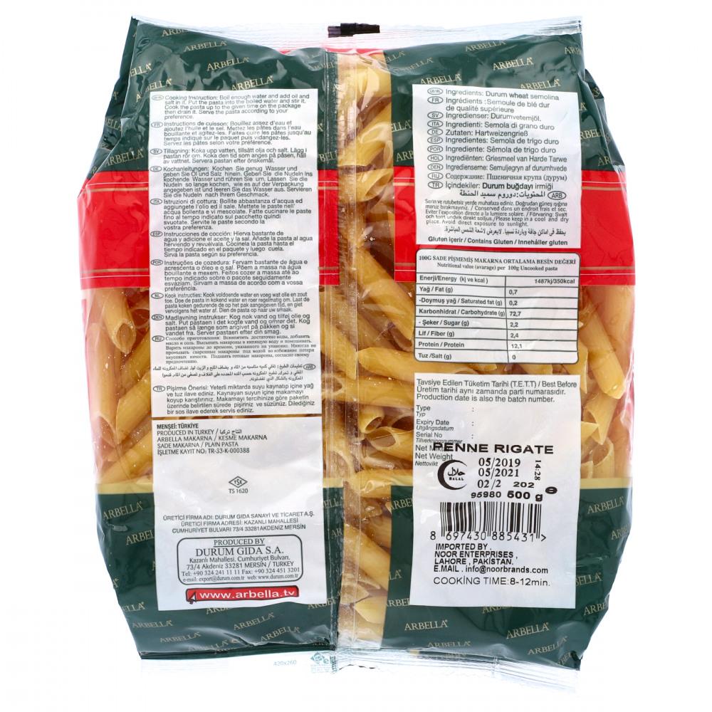 ARBELLA PASTA PENNE RIGATE 500 GM