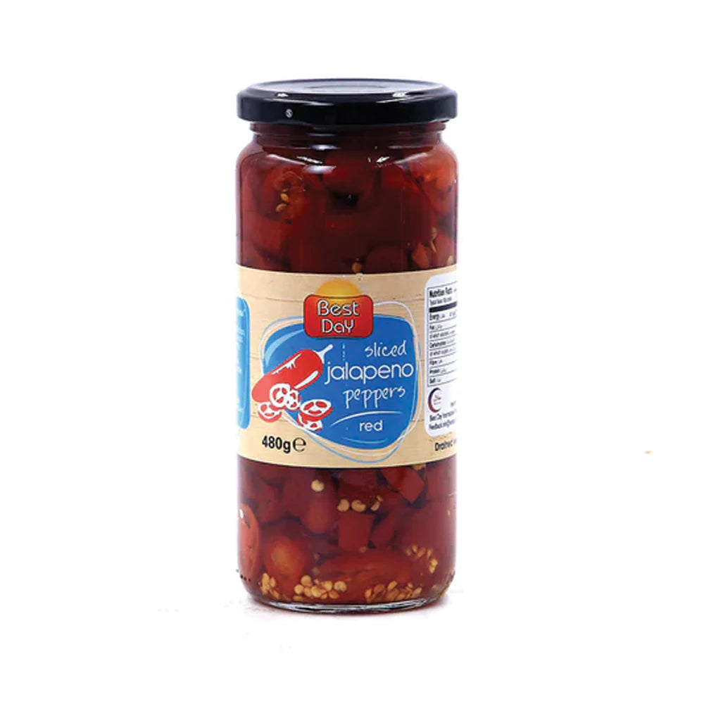 BEST DAY PICKLE JALAPENO PEPPERS RED SLICED 480 GM