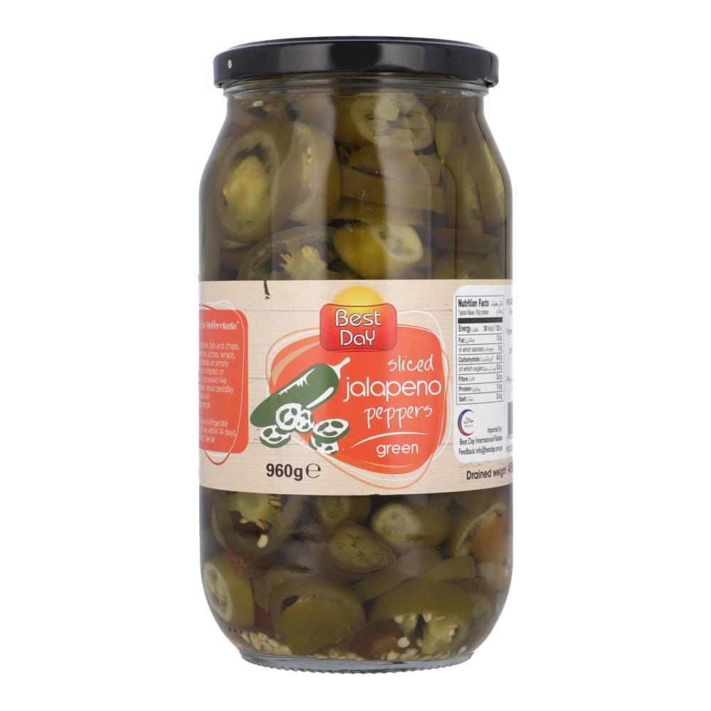 BEST DAY PICKLE JALAPENO PEPPERS GREEN SLICED 960 GM