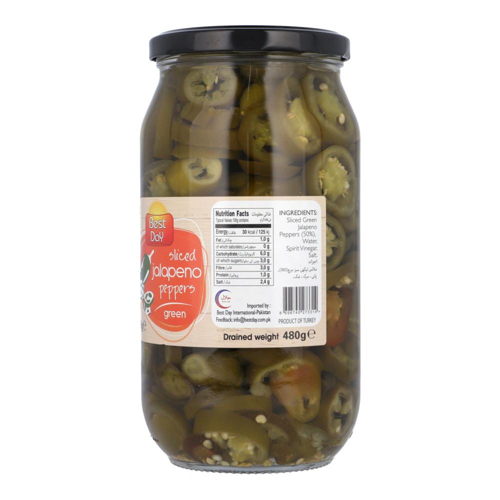 BEST DAY PICKLE JALAPENO PEPPERS GREEN SLICED 960 GM