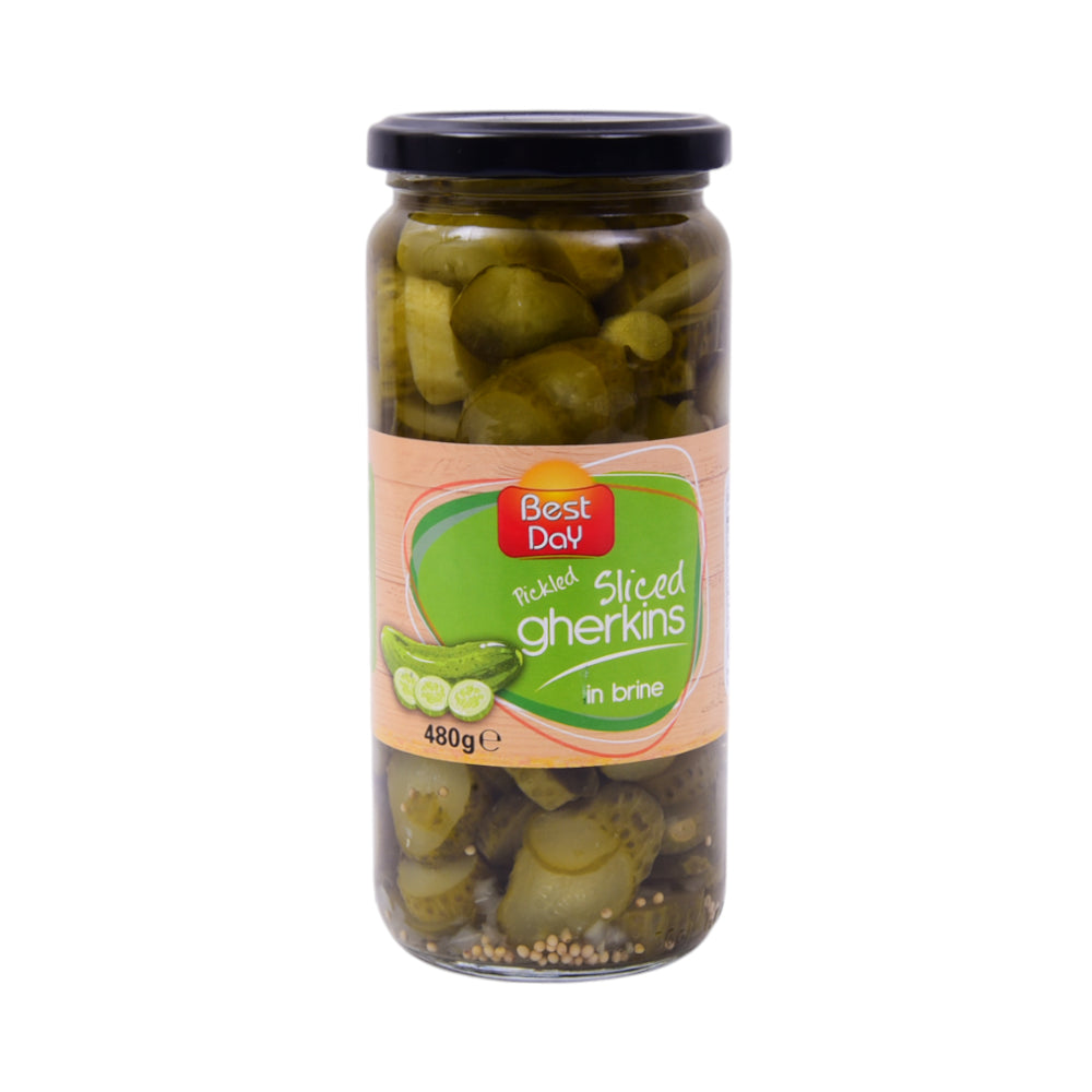 BEST DAY PICKLED GHERKINS SLICED IN BRINE 480 GM