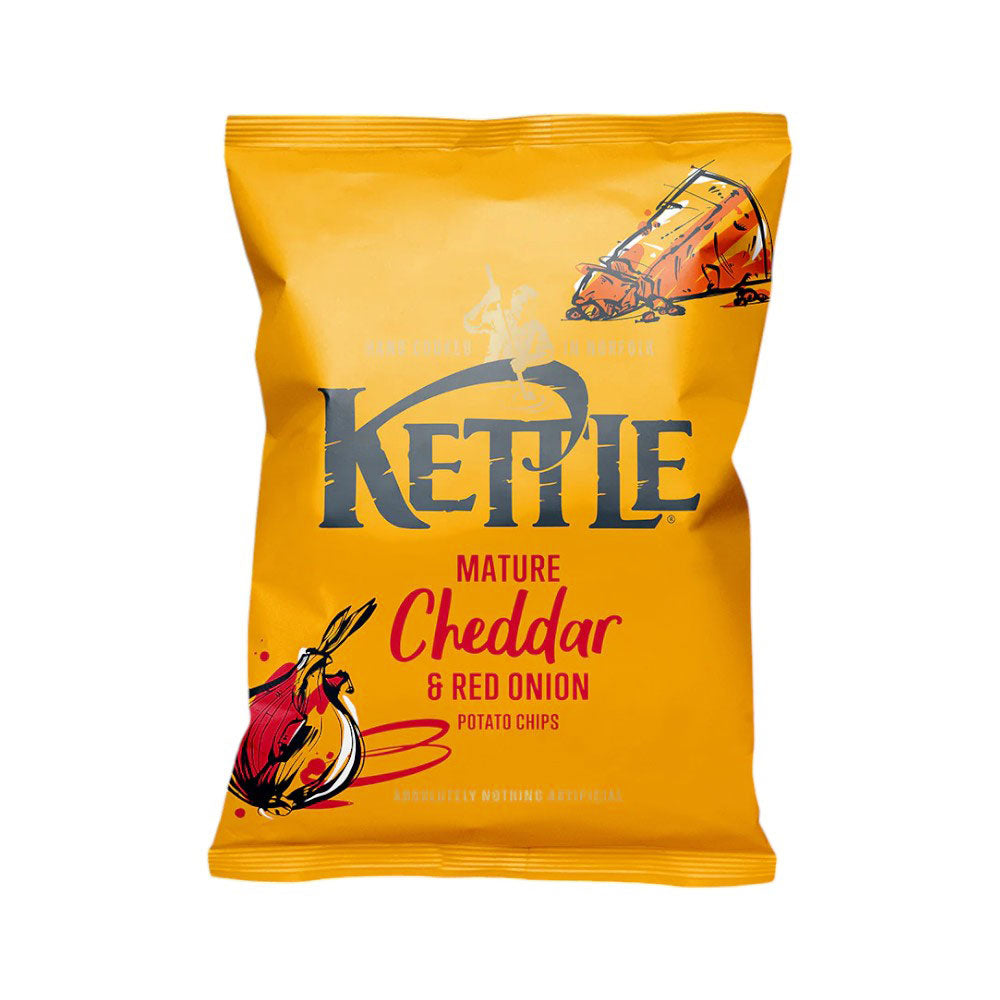 KETTLE CHIPS HONEY MATURE CHEDDAR CHEESE RED & ONION 130 GM