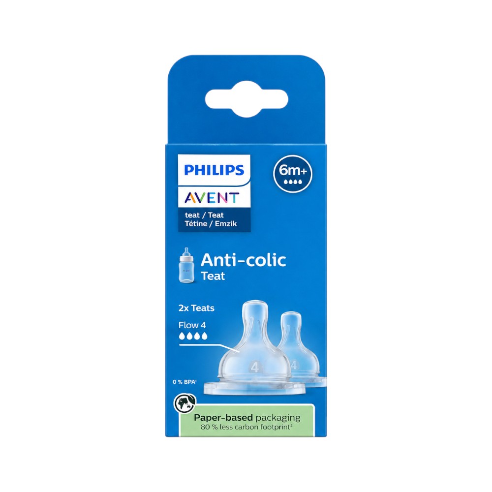 PHILIPS AVENT ANTI COLIC SILICONE TEAT 6M+/4H PK2 SCY764/02