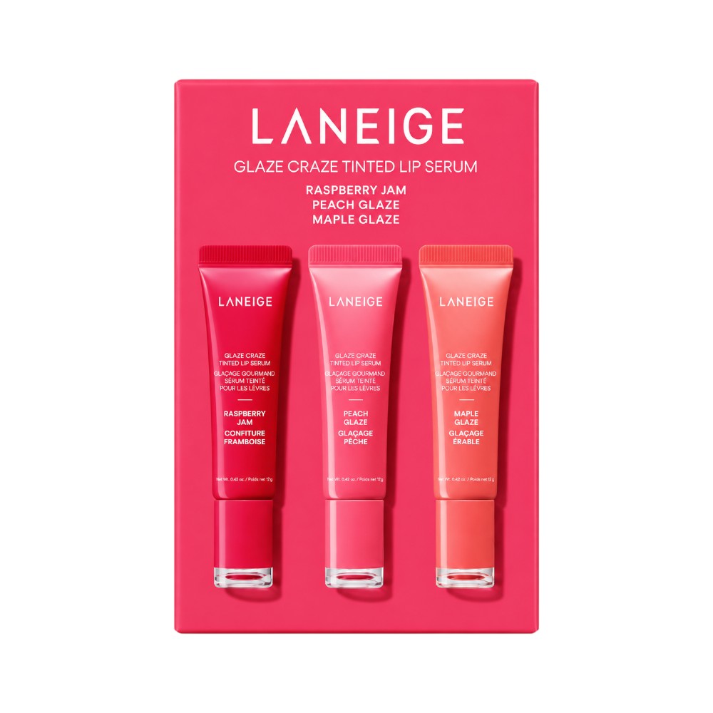 LANEIGE GLAZE CRAZE TINTED LIP SERUM PACK OF 3 NEW 12G