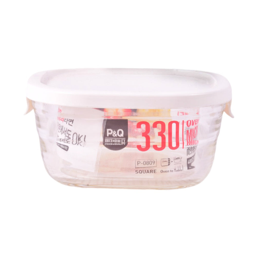 LOCK & LOCK GLASS EASY SEAL-SQUARE-330ML-WHT