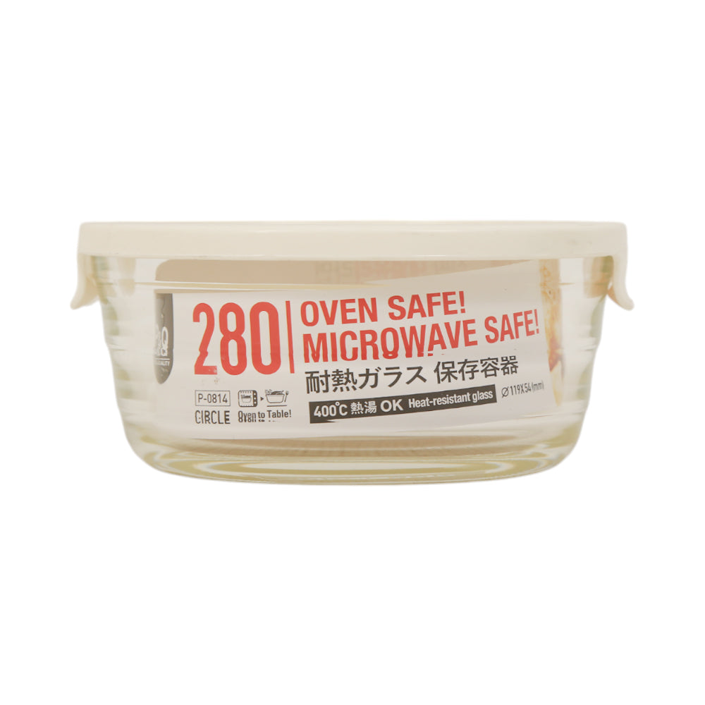 LOCK & LOCK GLASS EASY SEAL-CIRCLE-280ML-WHT