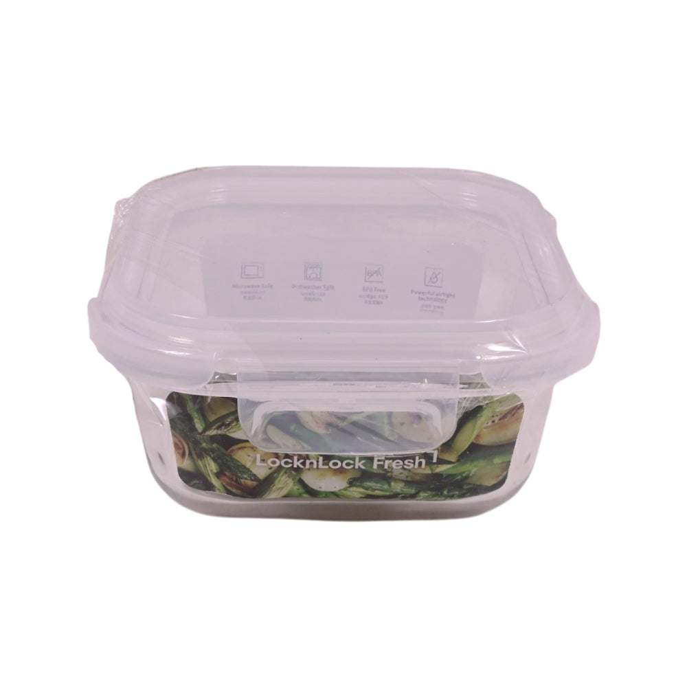 LOCK N LOCK STACKABLE GLASS CONTAINER SQUARE 520ML