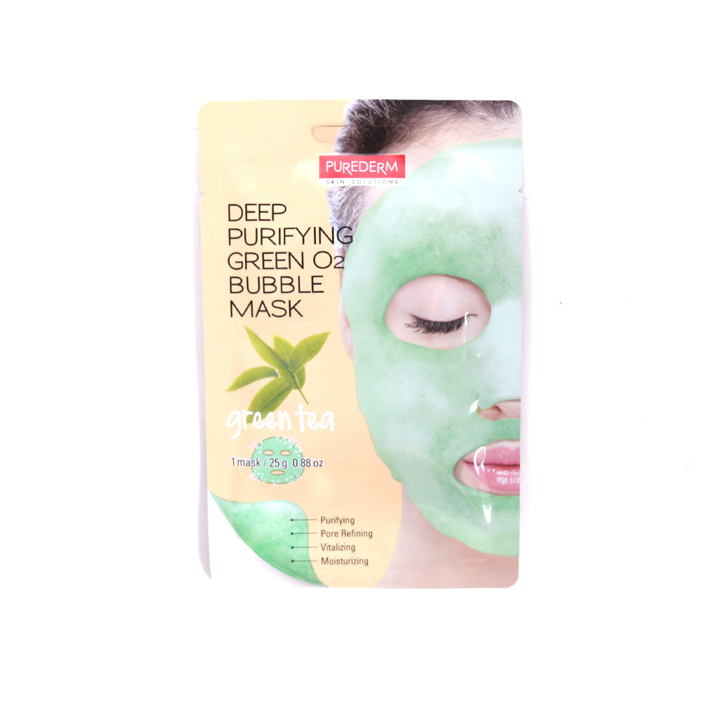 PUREDERM DEEP PURIFYING GREEN O2 BUBBLE MASK GREEN TEA ADS38