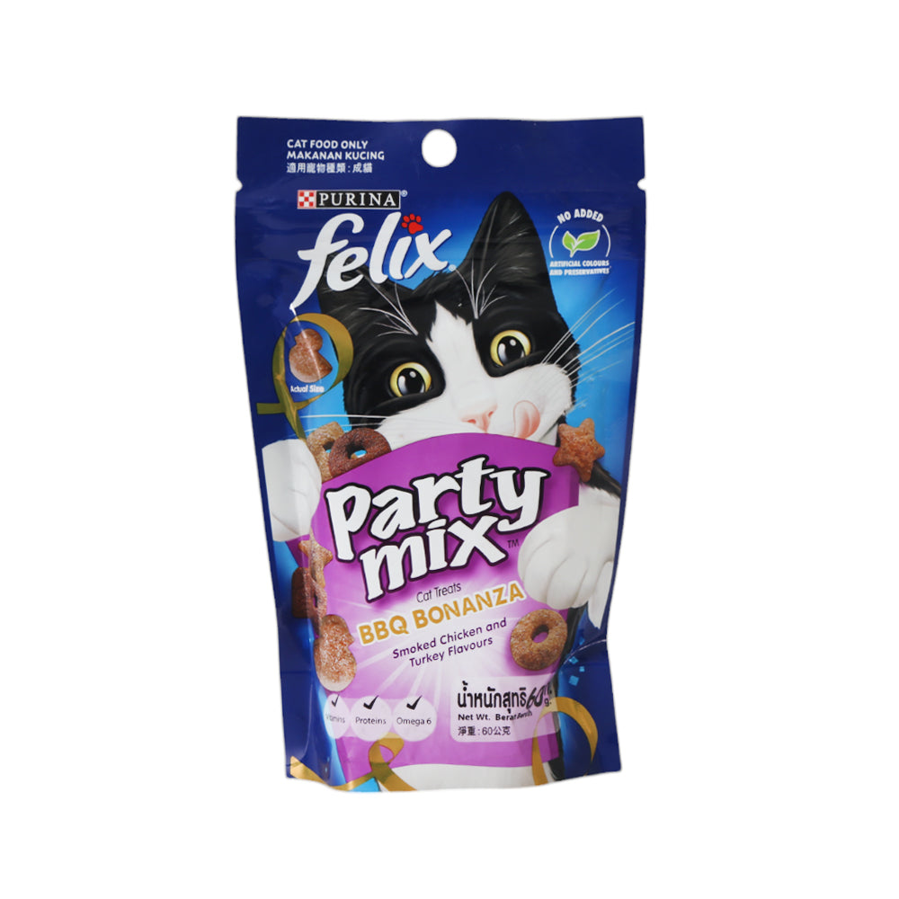 PURINA FELIX CAT FOOD PARTY MIX BBQ BONANZA 60G
