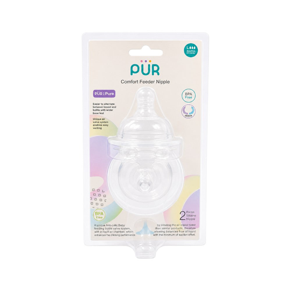 PUR COMFORT NIPPLE6 M+ FAST FLOW 2PCS