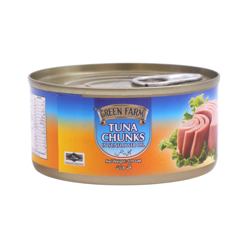 GREEN FARM TUNA CHUNKS SUNFLOWER OIL 170 GM