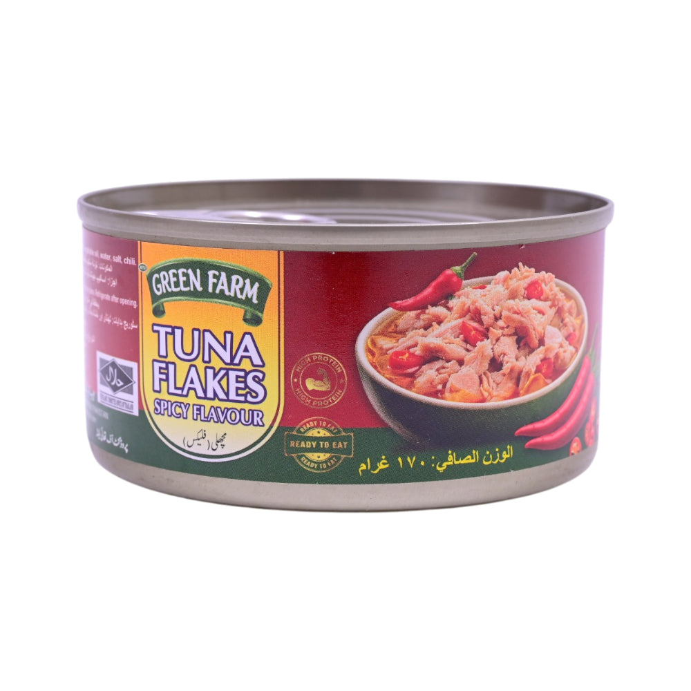 GREEN FARM TUNA FLAKES SOICY FALVOUR TIN 170 GM