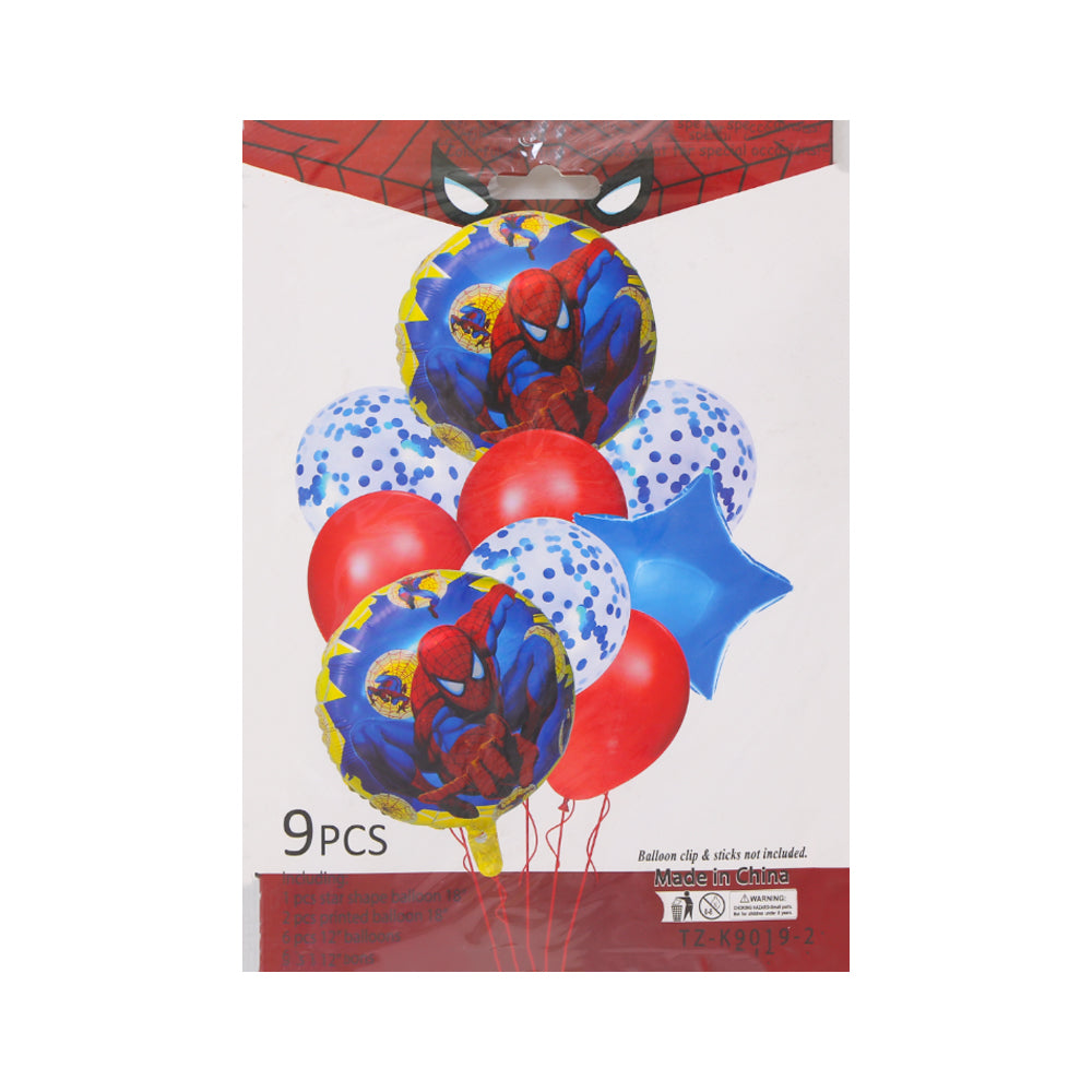 50707-6/9019-2 BIRTHDAY BALOONS SPIDERMAN 9PC IR