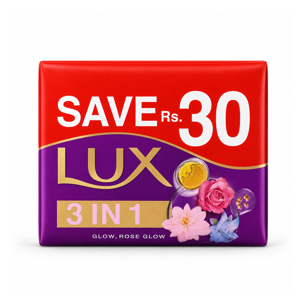 LUX VELVET GLOW ROSE GLOW FRESH GLOW 3 IN 1 30 SAVE 123GM