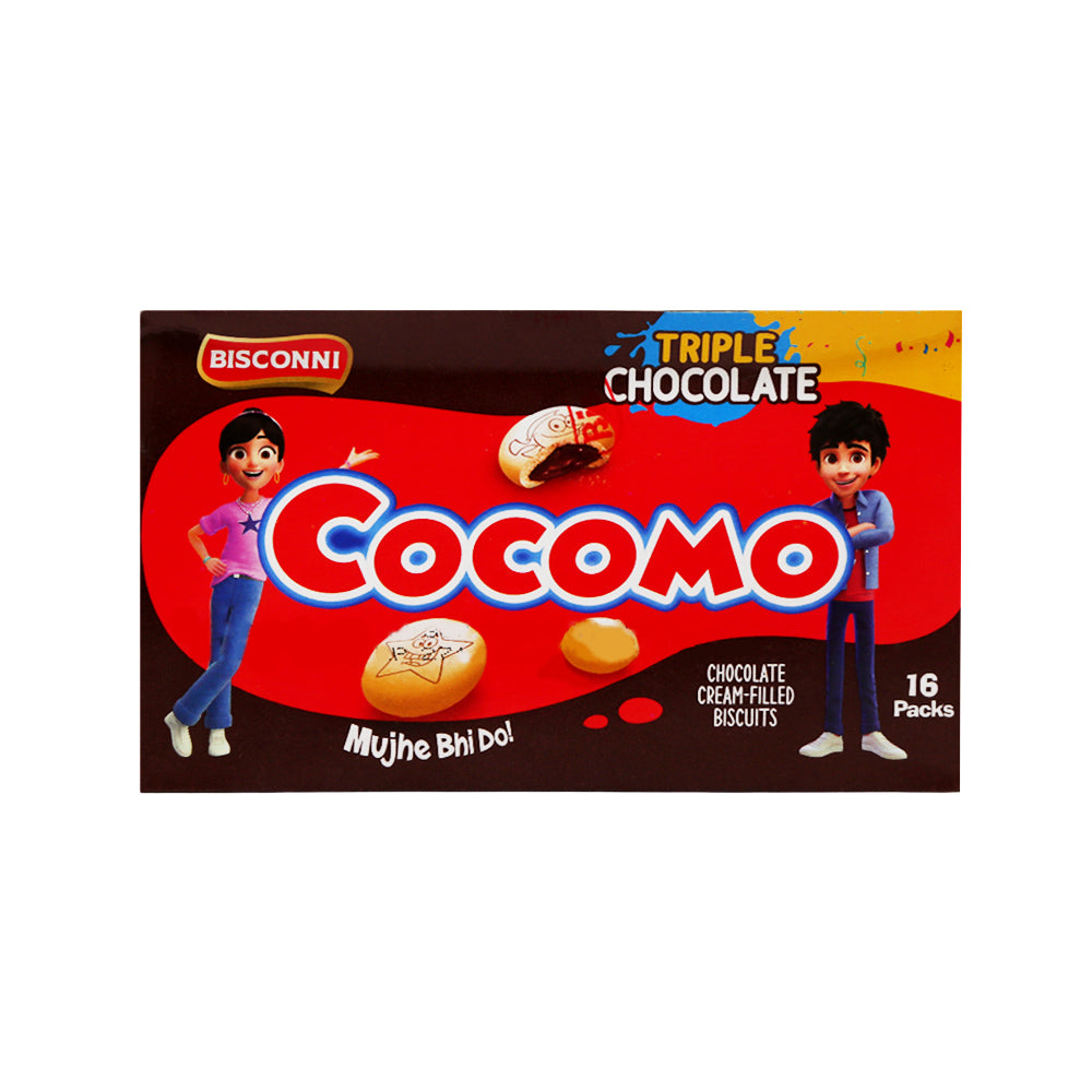 BISCONNI COCOMO TRIPLE CHOCOLATE BISCUIT 24.2 GM BOX 16 PCS