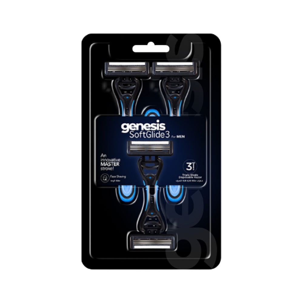 GENESIS SOFTGLIDE3 3 DISPOSIBLE RAZORS BLISTER PACK – Al-Fatah