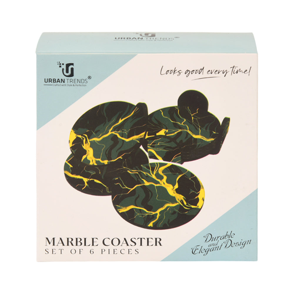 COASTER SET 6PC ACRYLIC MARBLE COLOR