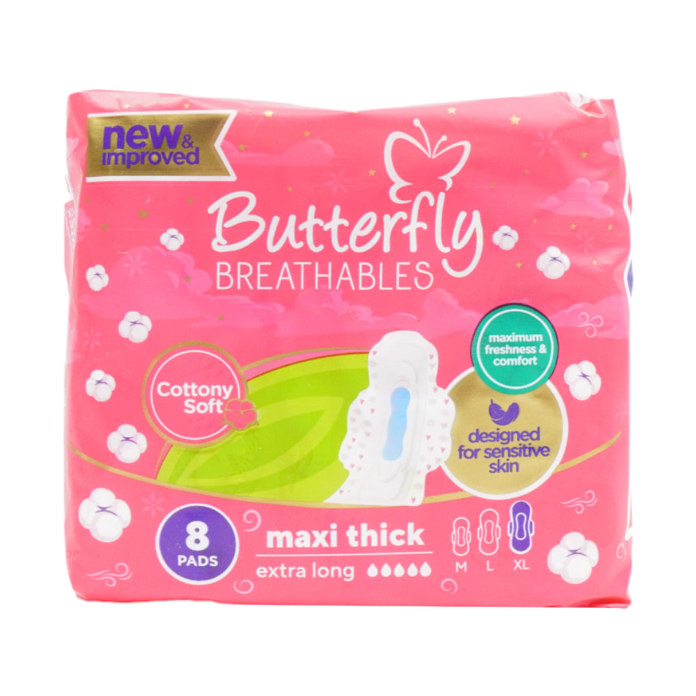 BUTTERFLY MAXI COTTON TOP EXTRA LONG 8 PADS