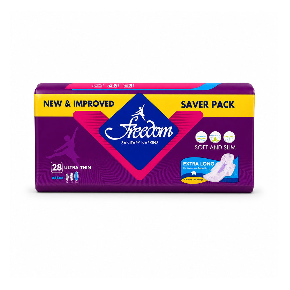 FREEDOM SANITARY PADS ULTRA THIN EXTRA LONG 28 SAVER PACK