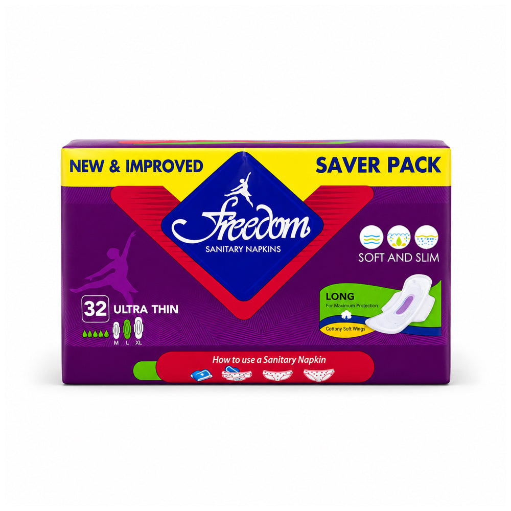 FREEDOM SANITARY PADS ULTRA THIN LONG 32 SAVER PACK
