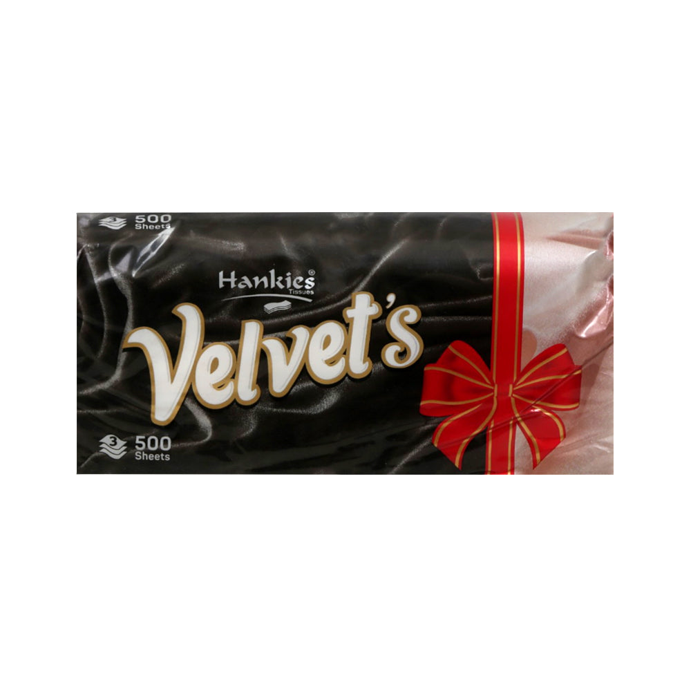HANKIES TISSUE VALVET SOFT PACK 3 PLY 500 SHEETS