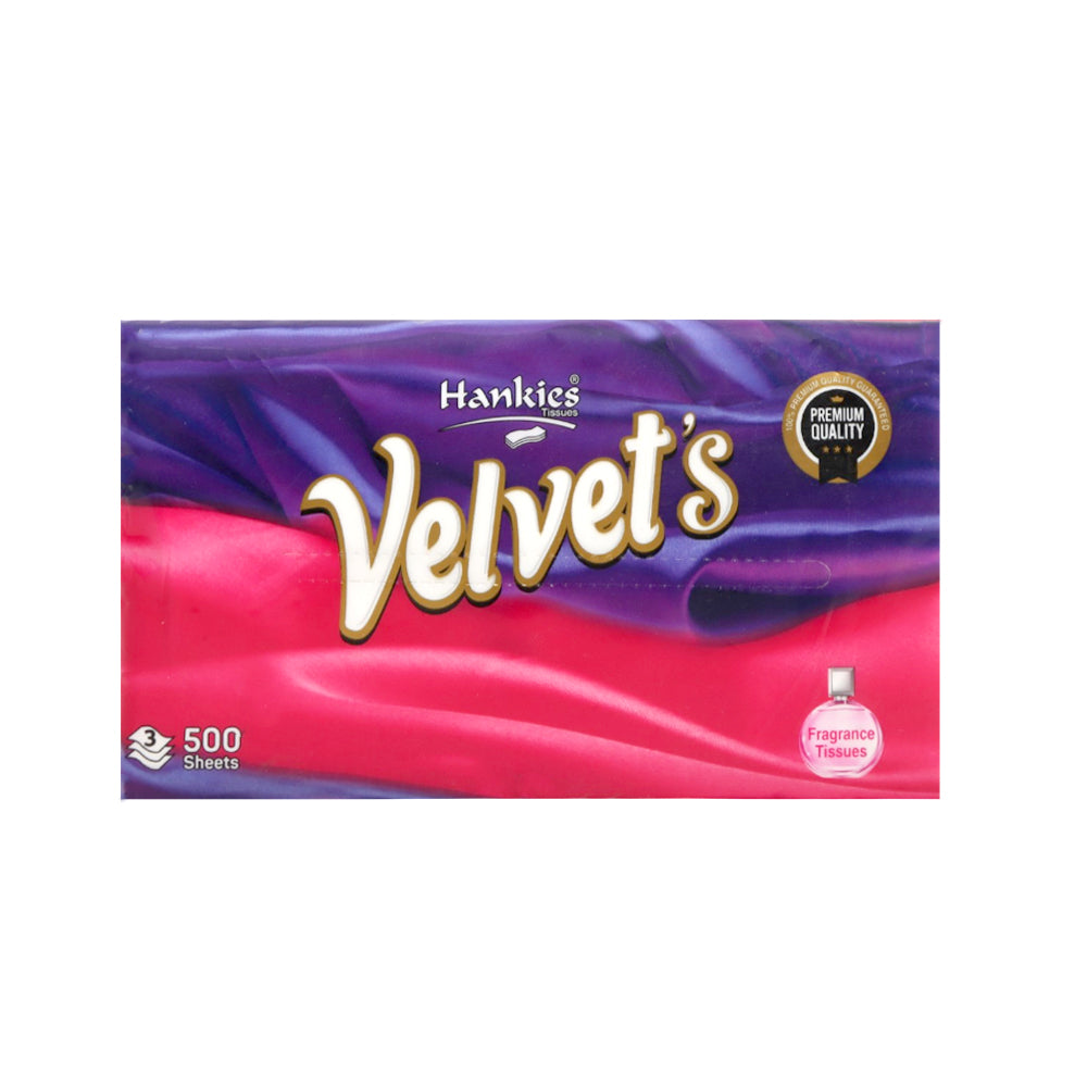 HANKIES TISSUE VALVET SOFT PACK FRAGRANCE 3 PLY 500 SHEETS