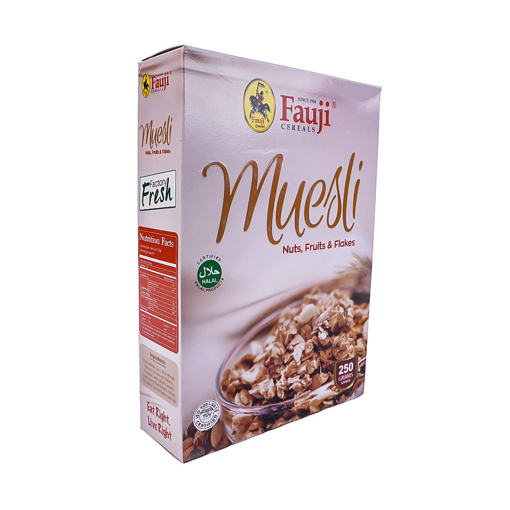 FAUJI CEREAL MUESLI NUTS FRUITS AND FLAKES  250 GM