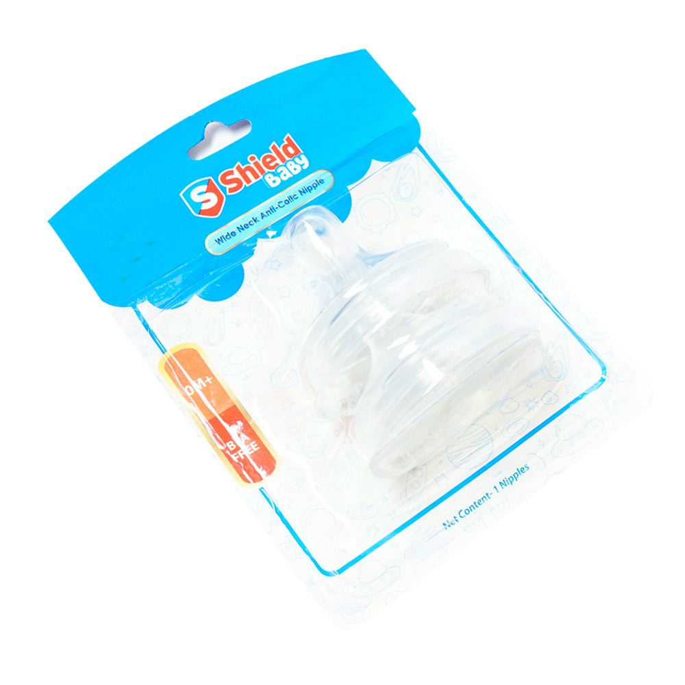 SHIELD WIDE NECK ANTICOLIC NIPPLE  6+ MONTHS  Fast FLOW 2PCS
