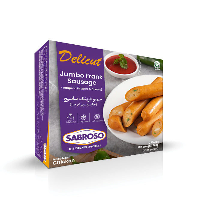 SABROSO JUMBO FRANK SAUSAGE JALAPENO PEPPERS & CHEESE 740 GM