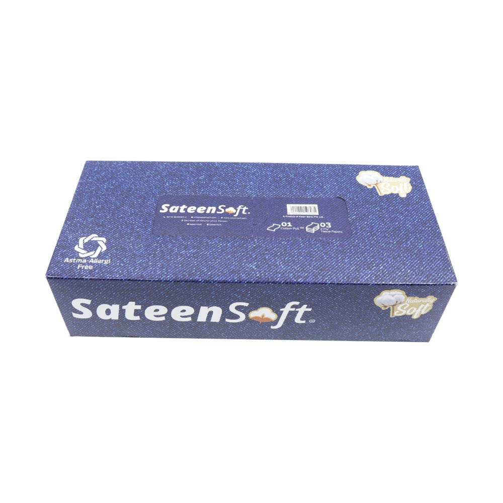 SATEENSOFT VOGUE BLUE PREMIUM COTTON DRY TISSUE WIPES BOX 70