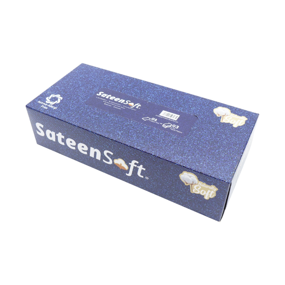 SATEENSOFT VOGUE BLUE PREMIUM COTTON DRY TISSUE WIPES BOX 70