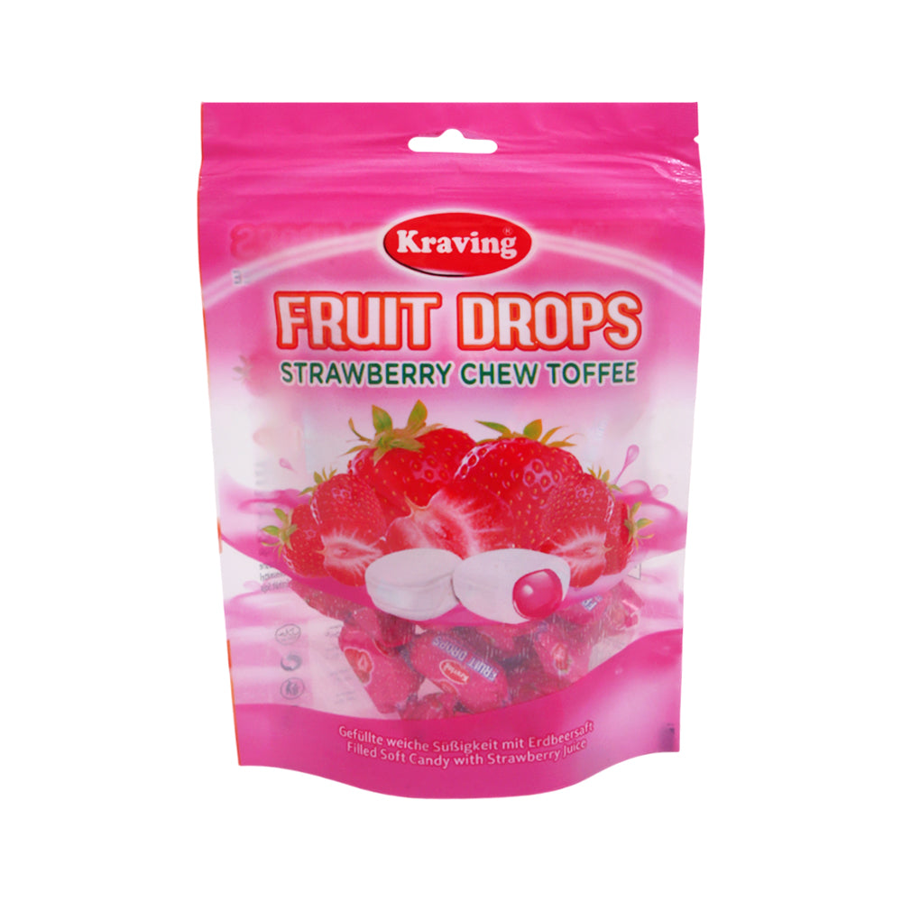 KRAVING FRUIT DROP STRAWBERRY CHEW TOFFEE 100GM