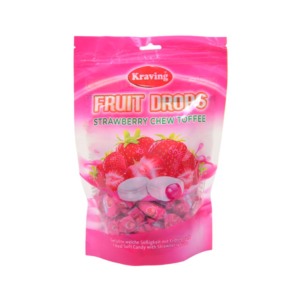 KRAVING FRUIT DROP STRAWBERRY CHEW TOFFEE 250GM