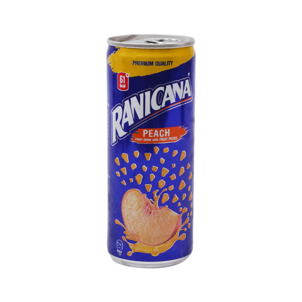 RANICANA DRINK PEACH FRUIT PIECES TIN 250 ML