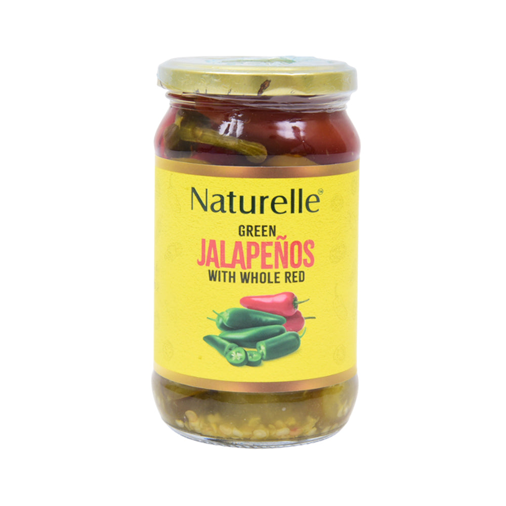 NATURELLE GREEN JALAPENOS SLICED WITH RED WHOLE 330GMS