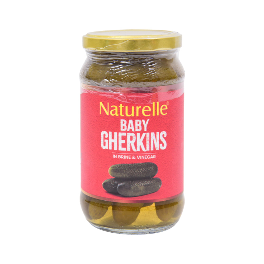 NATURELLE BABY GHERKINS WHOLE IN BRINE & VINEGAR 330GMS