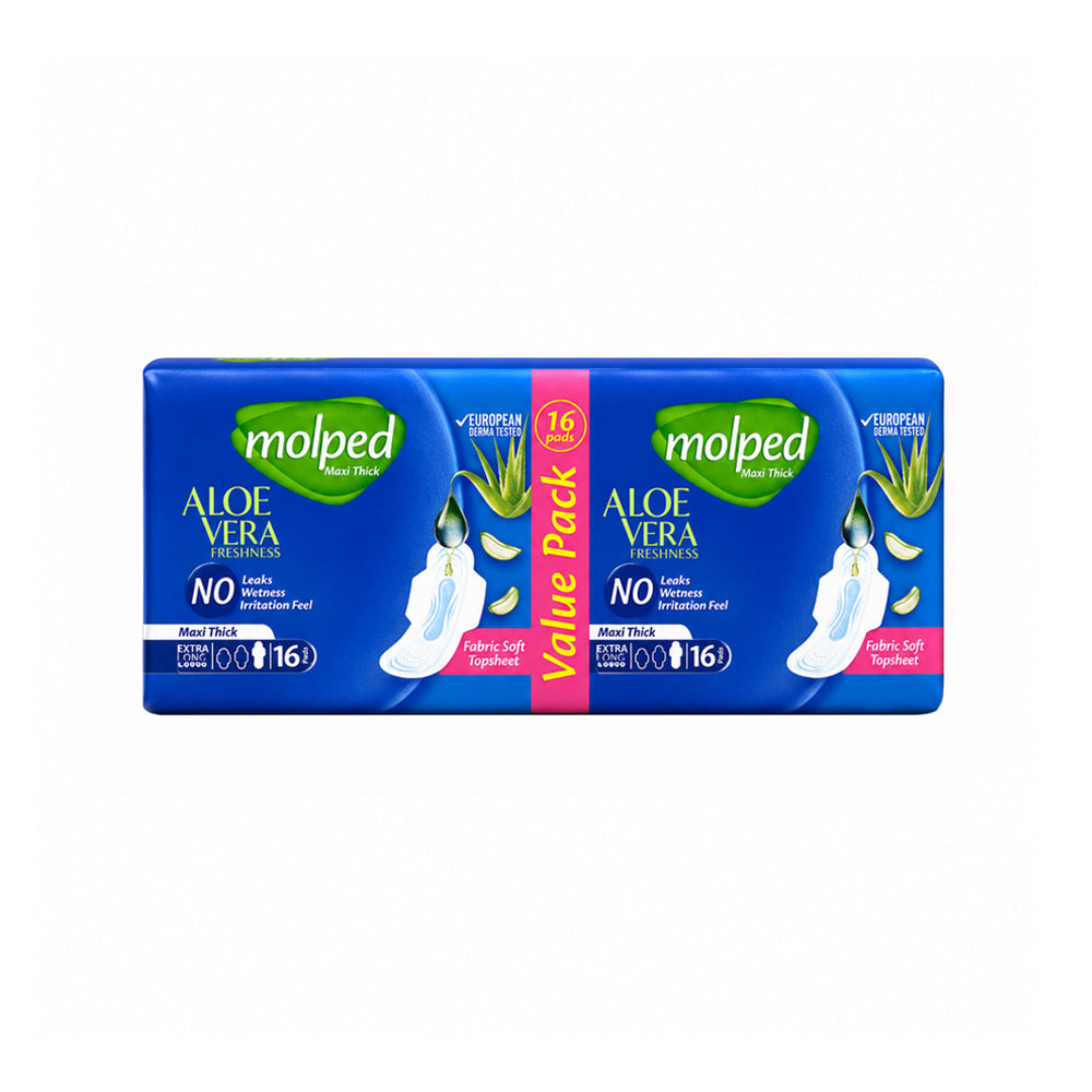 MOLPED ALOE VERA MAXI THICK EXTRA LONG 16 PCS