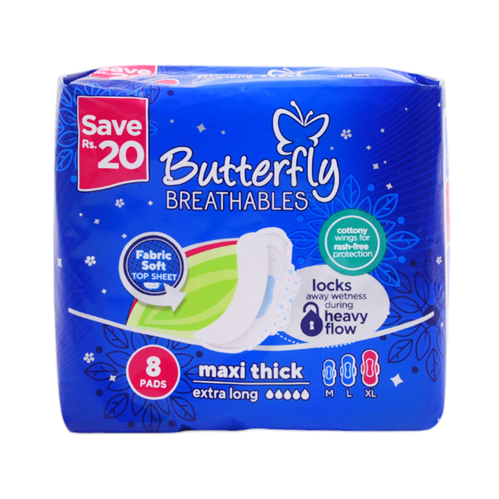 BUTTERFLY BREATHABLES MAXI THICK EXTRA LONG 8 PCS PROMO PACK