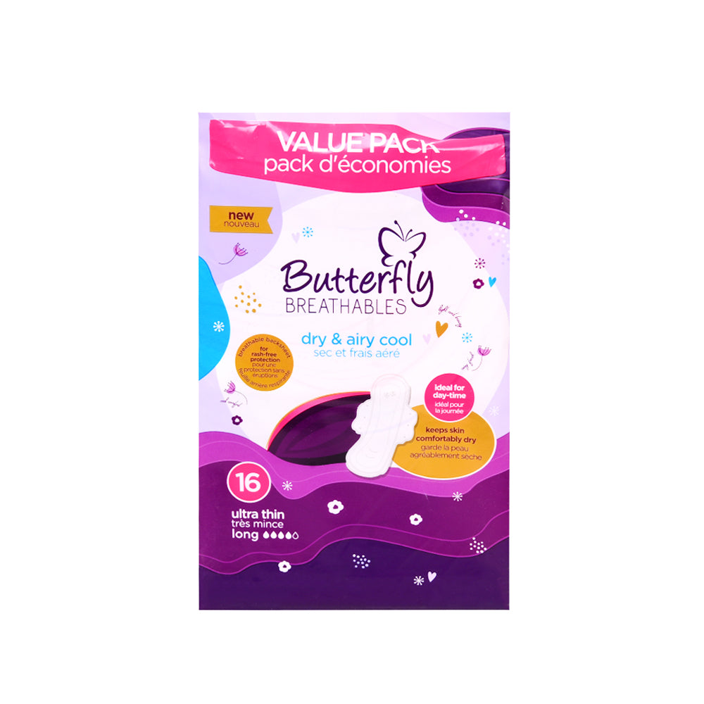 BUTTERFLY BREATHABLES DRY & AIRY COOL ULTRA THIN LONG 16 PCS