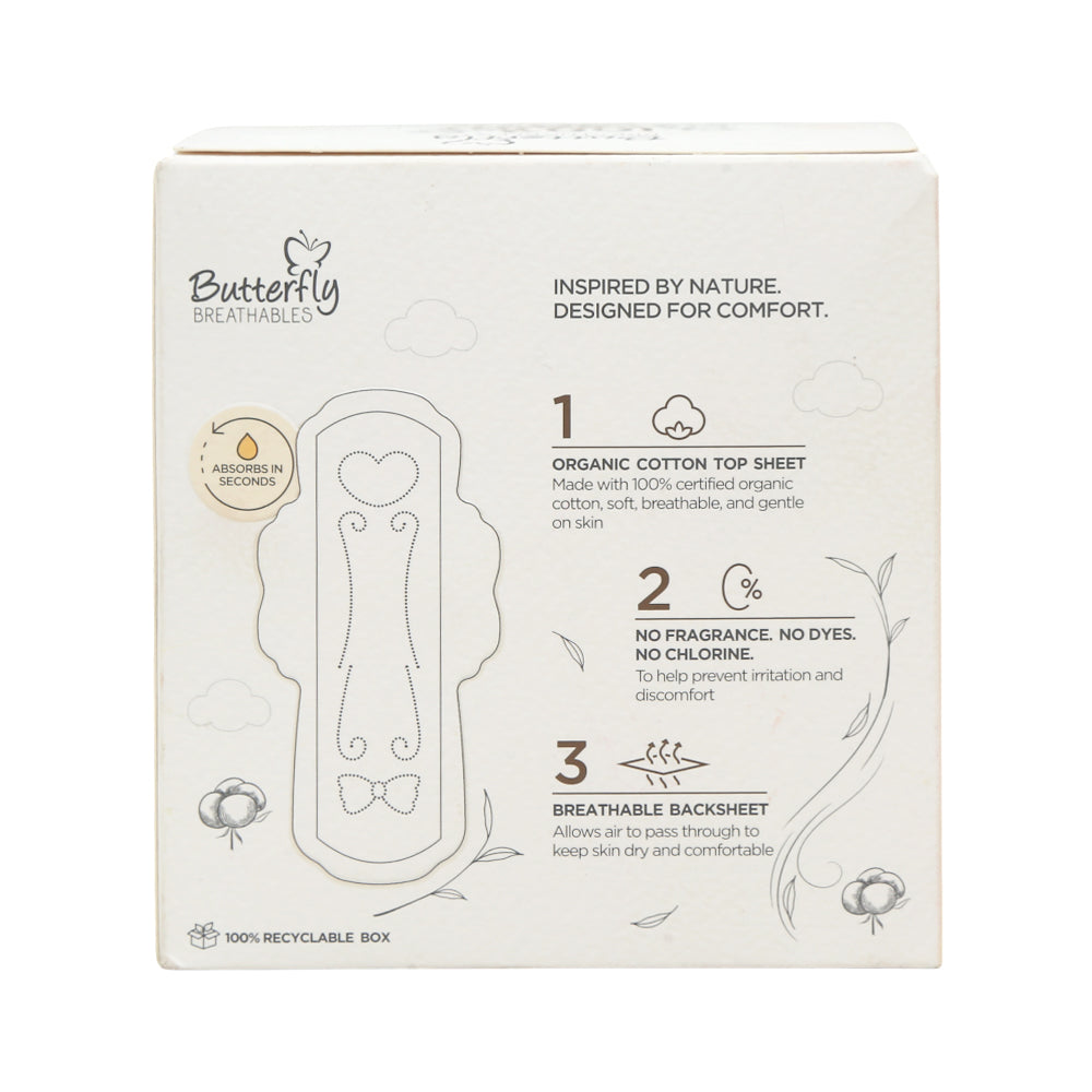 BUTTERFLY BREATHABLES ORGANIC COTTON EXTRA LONG 10 PCS
