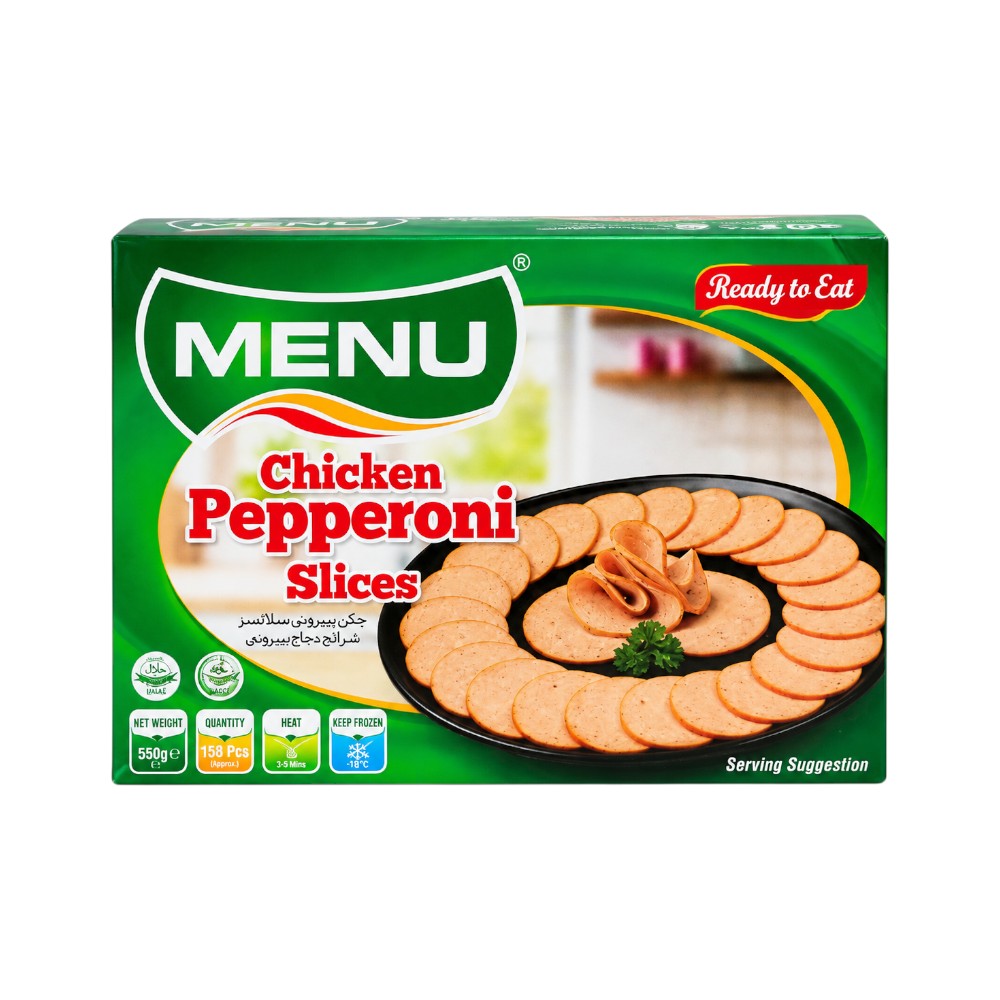 MENU CHICKEN PEPPERONI SLICES 550 GM