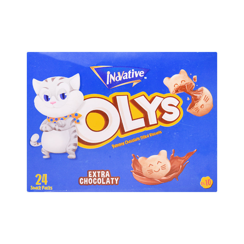 INNOVATIVE OLYS CHOCOLATE BISCUIT 13.3 GM BOX 24PC