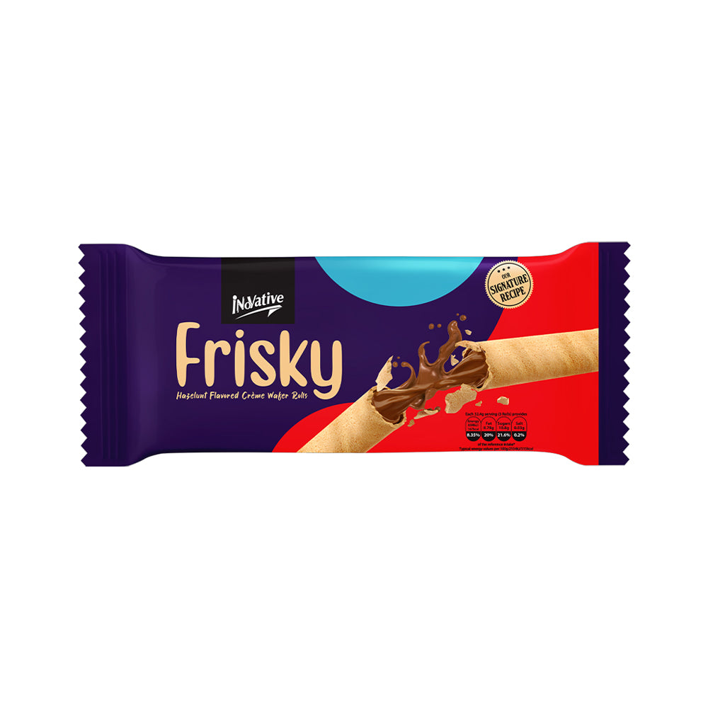 INOVATIVE FRISKY ROLLS HAZELNUT FLAVORED 29 GM