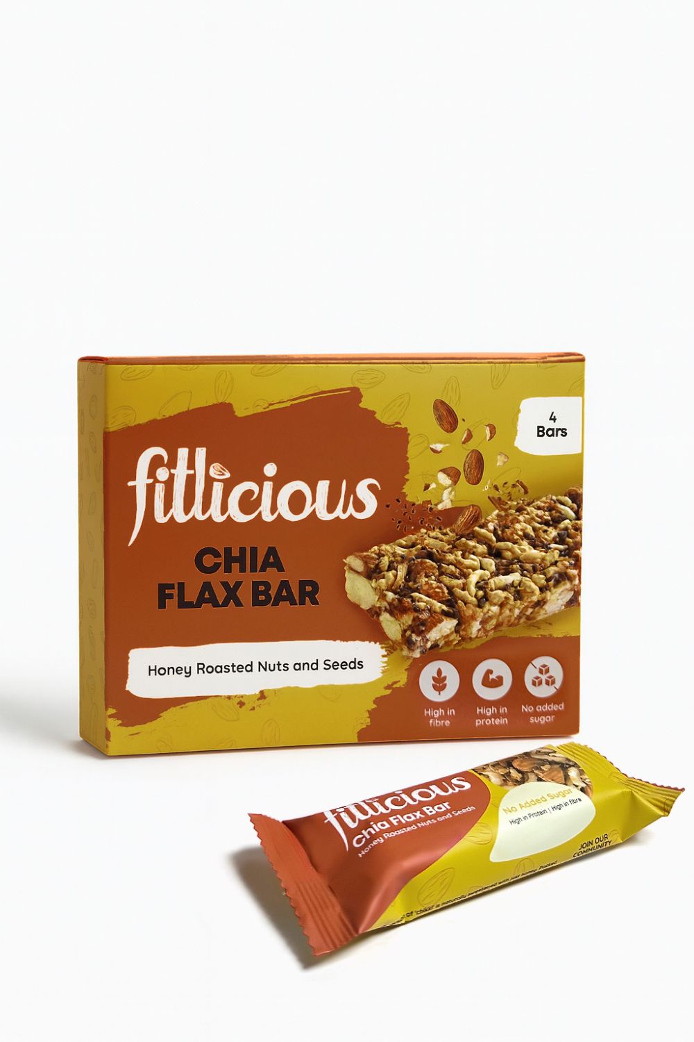 FITLICIOUS CHIA ALMOND NUT BAR 4PCS PACK
