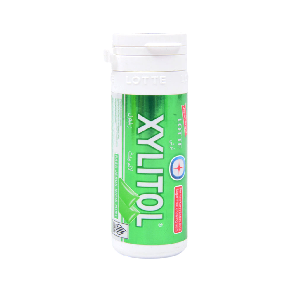 LOTTE XYLITOL CHEWING GUM JERUK NIPIS MINT BOTTLE 29 GM