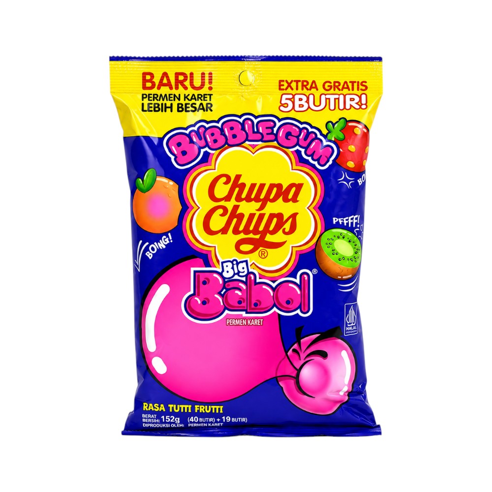 CHUPA CHUP BUBBLE GUM RASA TUTTI FRUTI 40 BUTIR 152 GM