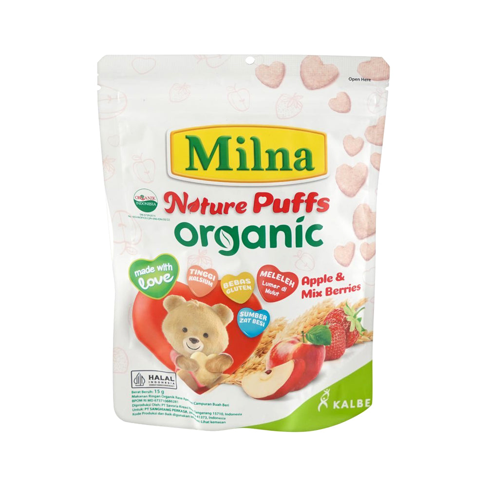 MILNA NATURE PUFFS ORGANIC APPLE & MIX BERRIES 15 GM